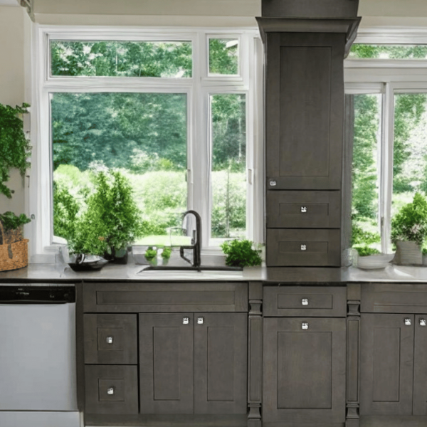 Dark Grey kitchen cabinets - real kitchen photo (2) - CCC Cabinets wholesale, Des Plaines IL