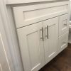Pure White shaker cabinet doors and drawer fronts in close-up with bar-pull hardware